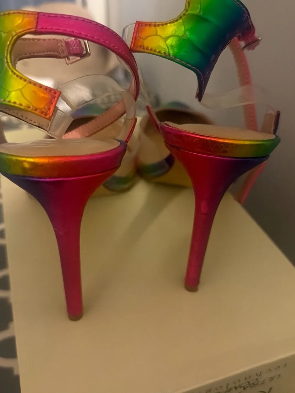 Rainbow Pointed-Toe Stiletto Heels - Pink Accent
